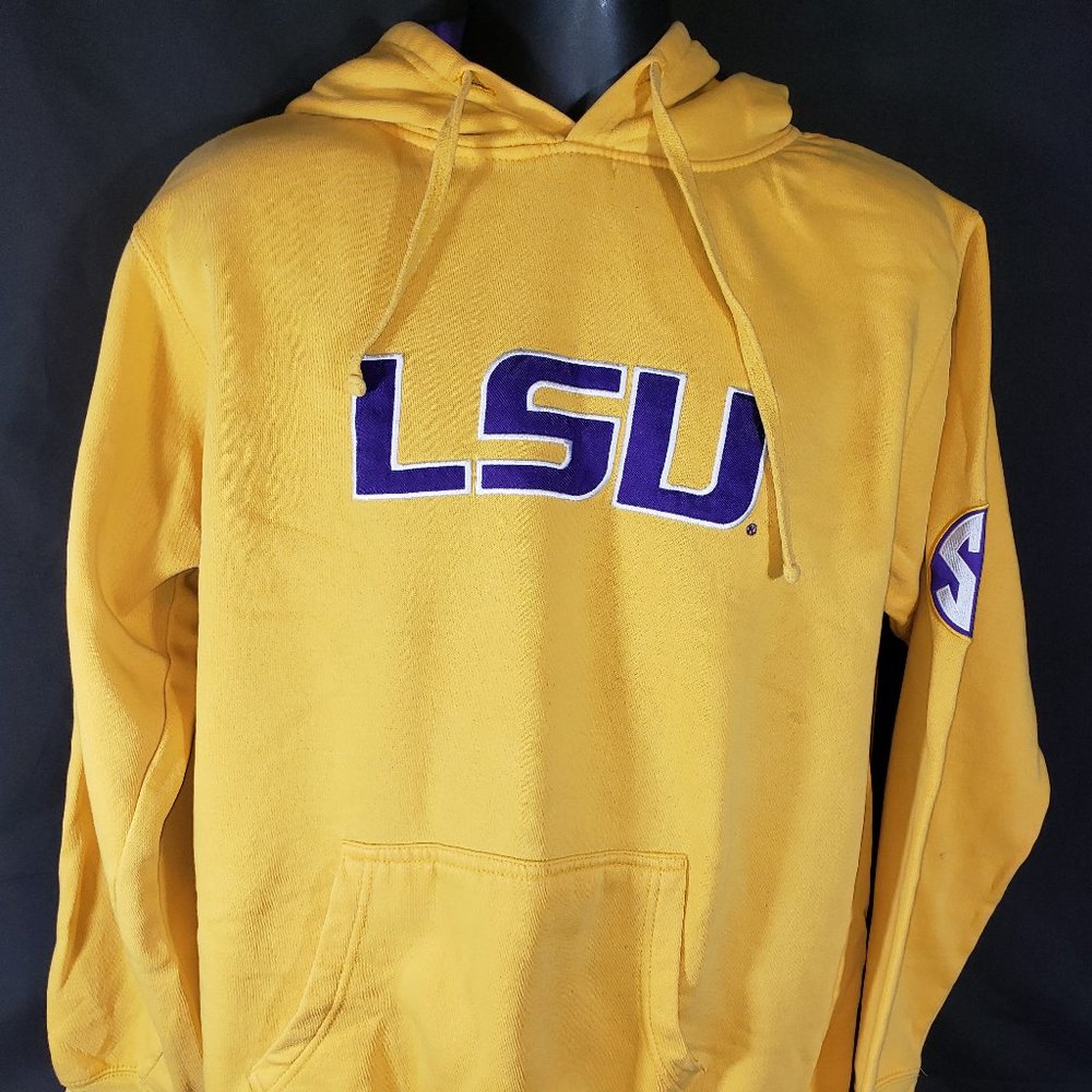 Blue 84 LSU Gold Pullover Hoodie with Purple Logo